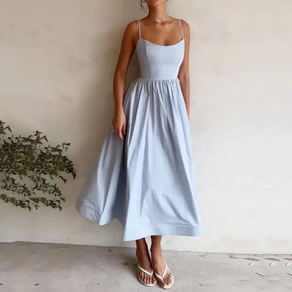 Robe Femme Unie à Bretelles – Style Doux, Sexy et Estival