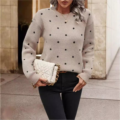 Sweat Jacquard à Pois – Col Rond Femme