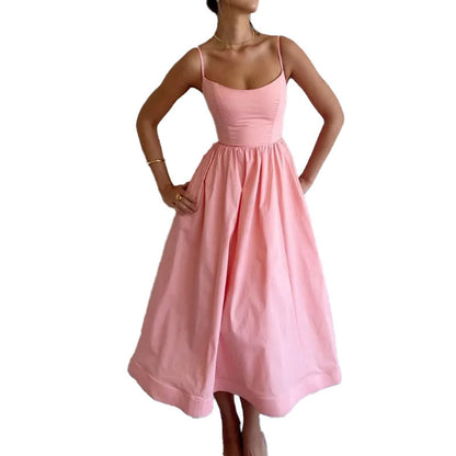Robe Femme Unie à Bretelles – Style Doux, Sexy et Estival